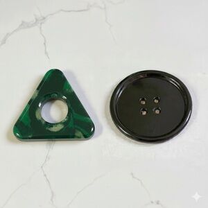 Coraline-Inspired Button & Seeing Stone Coaster Set - Set of 2 - Black & Green